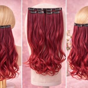 2pcs Luxurious Red Hair Extensions for a woman synthetic